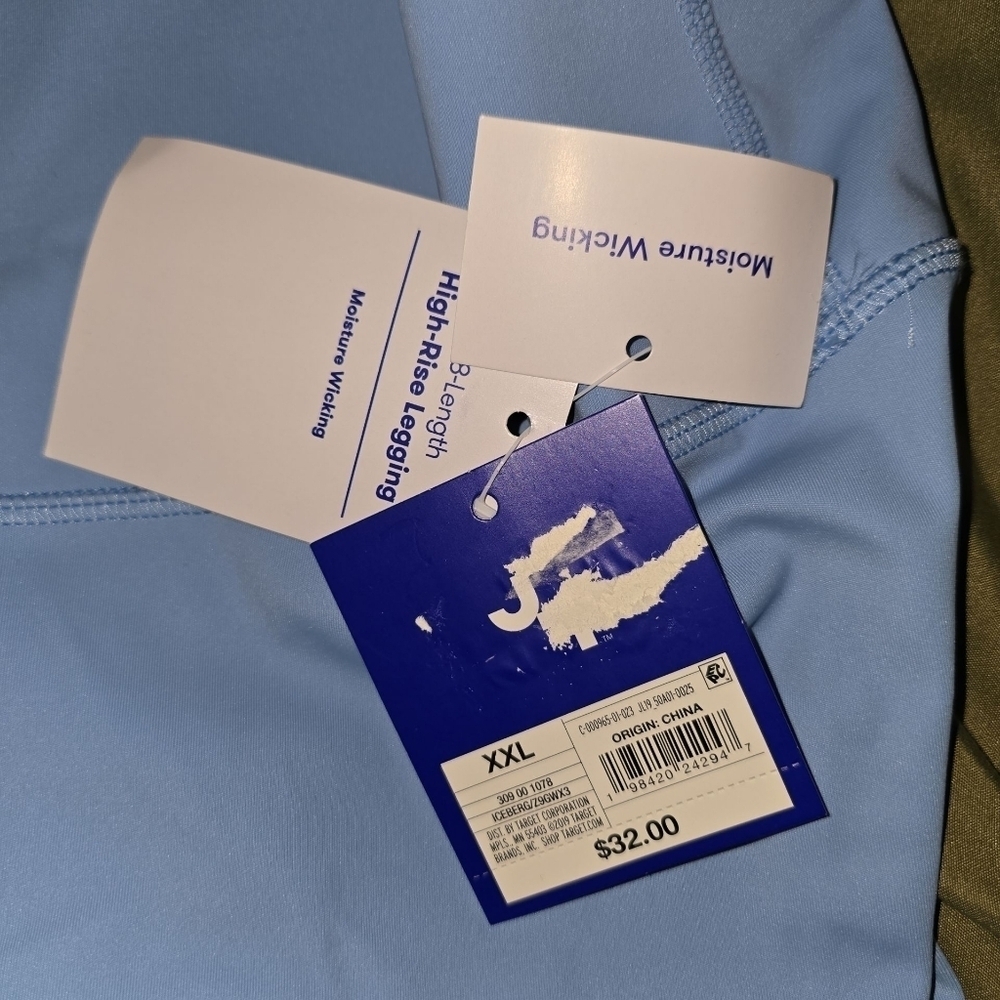 Womens JoyLab Sky Blue High Rise Leggings, Scalloped Waist, XXL, NWT!!! - Picture 3 of 3